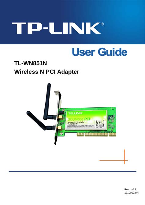 Tp Link Technologies Wn851nv2 Wireless N Pci Adapter User Manual Tl