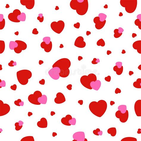 Abstract Red And Pink Hearts Seamless Pattern Isolated On White