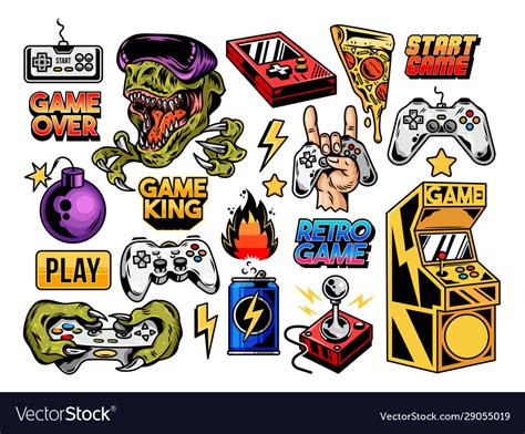 Set Collection Retro Vintage Video Game Royalty Free Vector