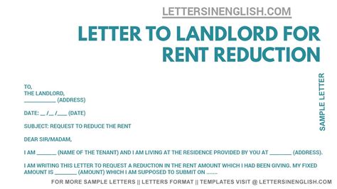 Letter To Landlord Requesting Rent Reduction Letter To Landlord Format Letters In English