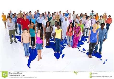 Large Group Of World People With World Map Stock Photos - Image: 37448213