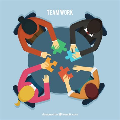 Concepto De Teamwork Con Gente En Mesa Vector Gratis