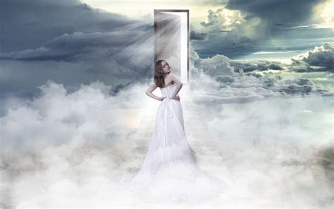 girl, Door, Clouds, Sky, Heaven Wallpapers HD / Desktop and Mobile ...