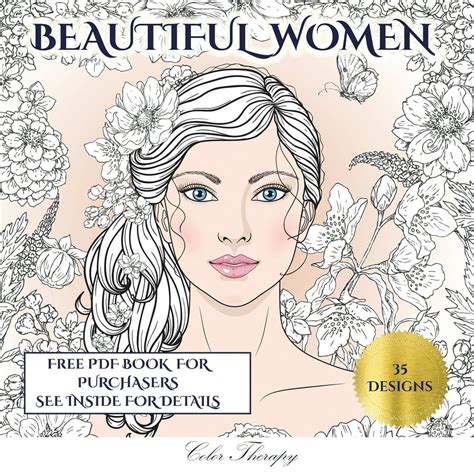 Color Therapy Color Therapy Beautiful Women An Adult Coloring