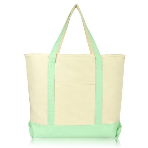 Dalix 22 Extra Large Cotton Canvas Zippered Shopping Tote Grocery Bag