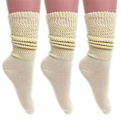 Awsamerican Made Lightweight Slouch Socks For Women Extra Thin Ecru
