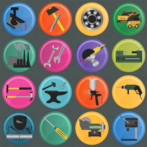 Set Of Metallurgy Icons Metal Working Tools Vector Image By A S Vector Stock
