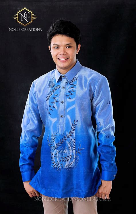 Barong Tagalog Philippine Formal Wear For Men Blue Barong
