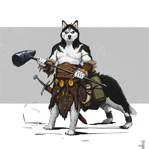 Battledoge Dogetaur Husky Norther Warrior Character Art Furry Art