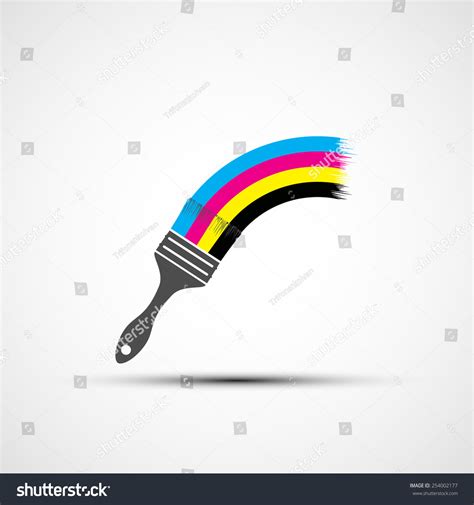 Vector Logo Cmyk Rainbow Paint Brush เวกเตอร์สต็อก ปลอดค่าลิขสิทธิ์