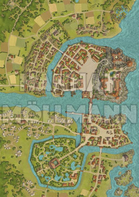 Background Fantasy Map Fantasy City Map Fantasy City