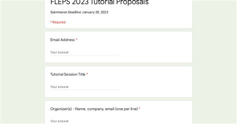 Fleps 2023 Tutorial Proposals