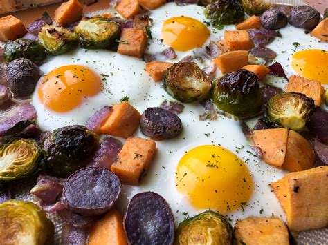 Sheet Pan Sweet Potato Hash With Eggs Zesty Olive Simple Tasty