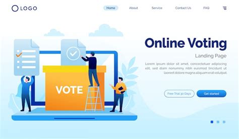 Online Voting Landing Page Website Illustration Flat Design Template