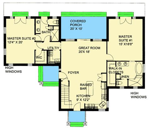 House Plans With 2 Master Suites One Story Image To U