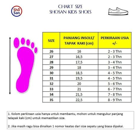 Ukuran Sepatu Anak 6 Tahun