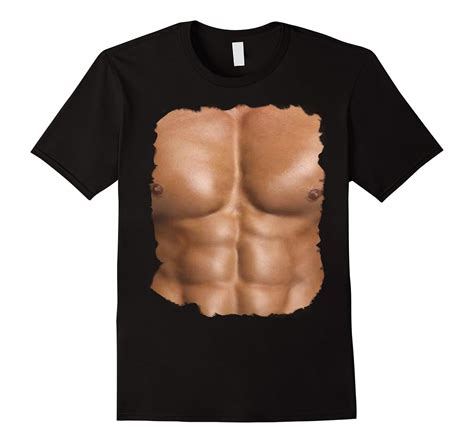 Realistic Chest Six Pack Abs Muscles Torn Shirt Tan Skin Fl