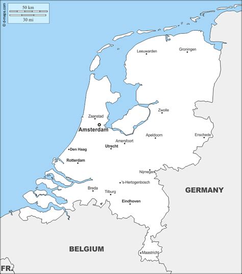 Rotterdam, la haye, eindhoven, groningue, tilburg, utrecht, almere, bréda, nimègue. Pays-Bas carte géographique gratuite, carte géographique ...