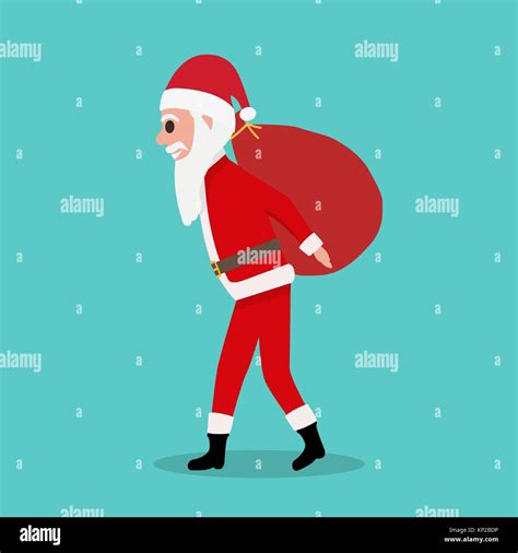 Cartoon Santa Claus Lleva Gran Bolsa Roja Con Regalos Imagen Vector De Stock Alamy