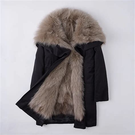 2018 Winter Jacket Women Real Fur Coat Hood Natural Fox Fur Liner 2 In1