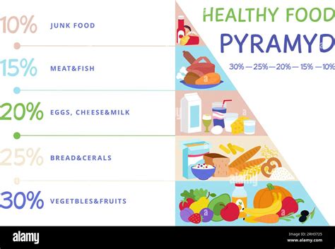 Food Pyramid Healthy Meal Nutrition Different Food Cereals Meat And