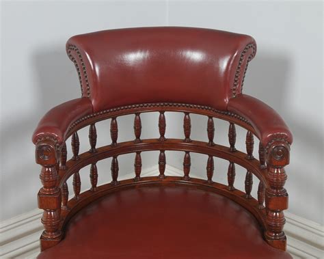 Recline in an instant to relax during your workday with the help of the. Antique English Victorian Walnut Burgundy Red Leather Office Desk Arm Chair (Circa 1880) - Yola ...