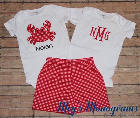Personalized Boys 3 Piece Crab Outfit By Megsmonogramsandmore 5200