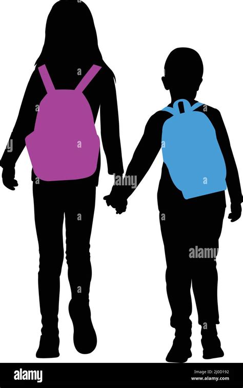 Back To School Kids Silhouette Stock Vector Images Alamy