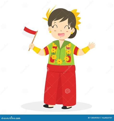 Indonesian Girl Wearing West Sulawesi Traditional Vector Stock Vector