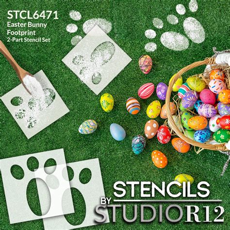 Easter Bunny Footprint Stencil By Studior12 Egg Hunt Bunny Tracks