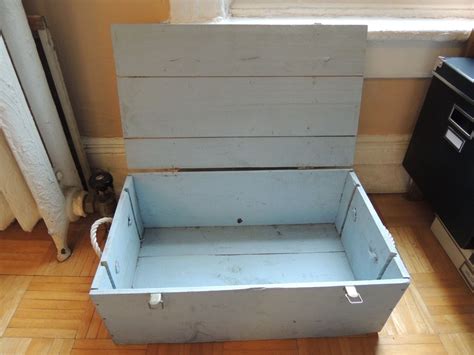 Small Wooden Trunk Painted Blue 3000 Via Etsy Painted Trunk
