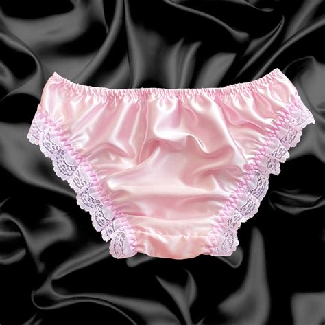 Baby Pink Satin Lace Sissy Full Panties Bikini Knicker Underwear Size EBay