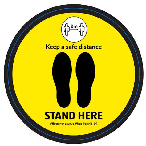 Stand Here Keep A Safe Distance Circle Floor Vinyl Hunt