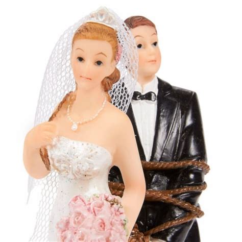 Juvale Fun Wedding Couple Figures Decorations Cake Topper Bride Tied Up Groom Figurines Pack
