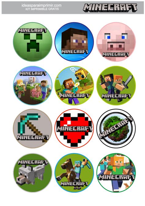 Minecraft Descargar Minecraft Toppers Stickers Circulos Kit