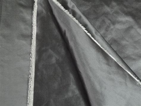 Silk Taffeta Fabric Dark Silver Grey X White 54