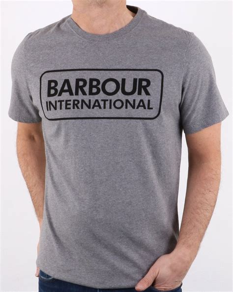 Barbour International Logo T Shirt Grey 80s Casual Classics