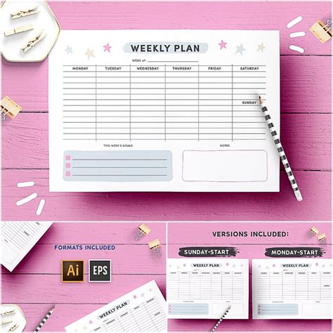 Weekly Planner Page Template Free Download