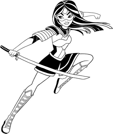 Color in your favorite super heroes and get that super life!. Katana Dc Superhero Girls Coloring Page To Print - Solid ...
