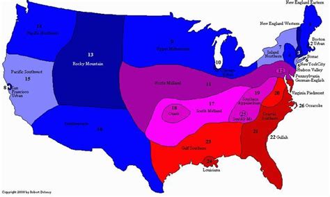 Dialect Map Of American English Linguistics American English Dialect