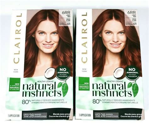 Strip your hair first if it's already dyed red. 2 Clairol Natural Instincts 6RR Light Red Caribbean ...