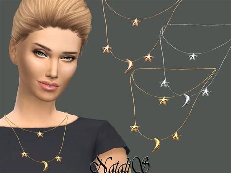 Sssvitlans Star And Moon Necklace Sims Sims 4
