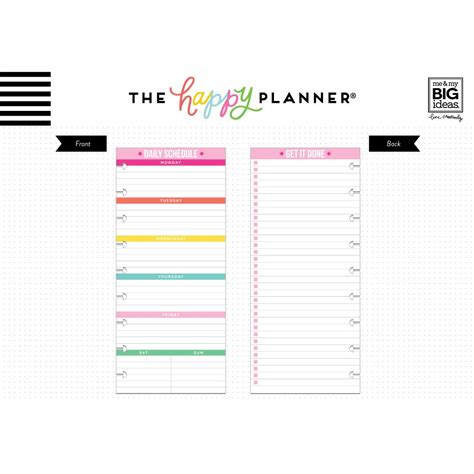 The Happy Planner Daily Planning Half Sheets 60 Pre Punched Double