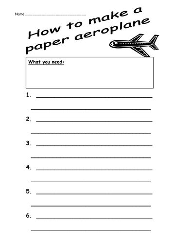 Writing Instructions Make A Paper Aeroplane Teaching Resources