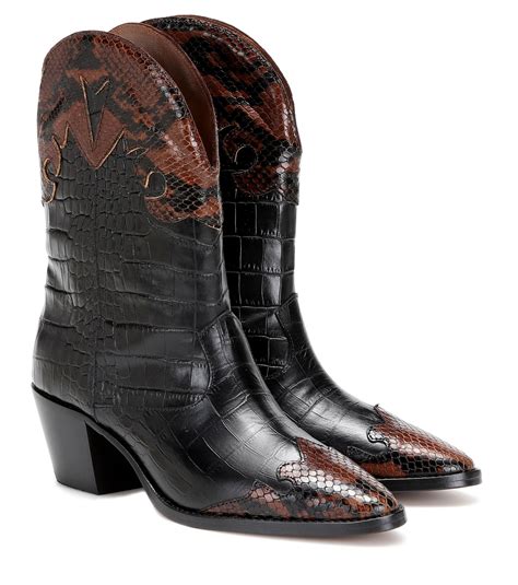 Paris Texas Snake Effect Leather Cowboy Boots In Brown Black Lyst