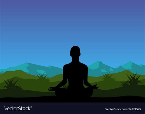 Yoga Meditation In The Mountains Relax Royalty Free Vector