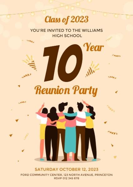 Want To Make A Online Yellow Classmate Reunion Party Invitation