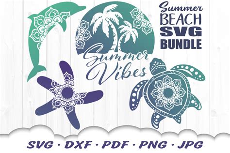 Download Summer Beach Vibes Floral Mandala SVG DXF Cut Files Bundle (839390) | Cut Files | Design Bundles
