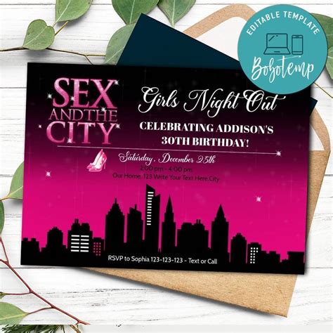 Sex And The City Birthday Invitation Template For Girl Printable Createpartylabels