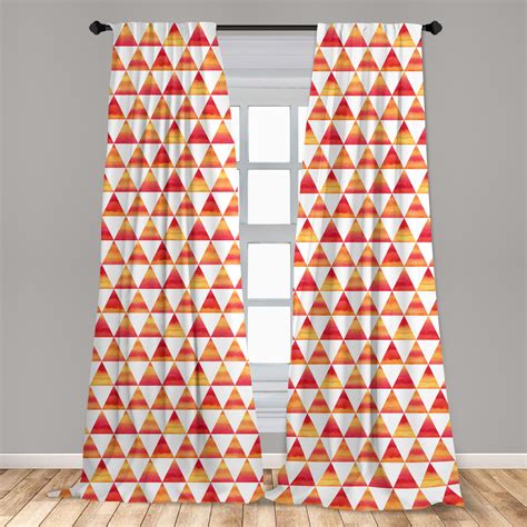 Abstract Curtains 2 Panels Set Triangle Geometric Forms In Watercolors